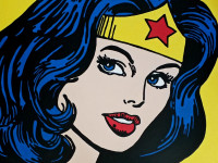 Virro, MUJER MARAVILLA, acrílico sobre tela, 100 x 100 cm.